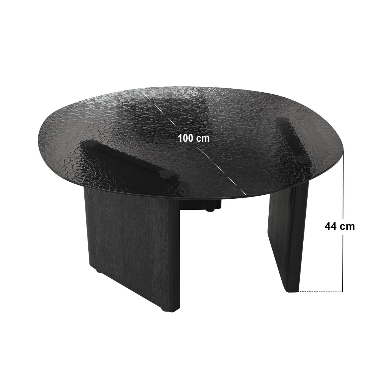 SOLACE+CO Emil Black Glass Round Coffee Table