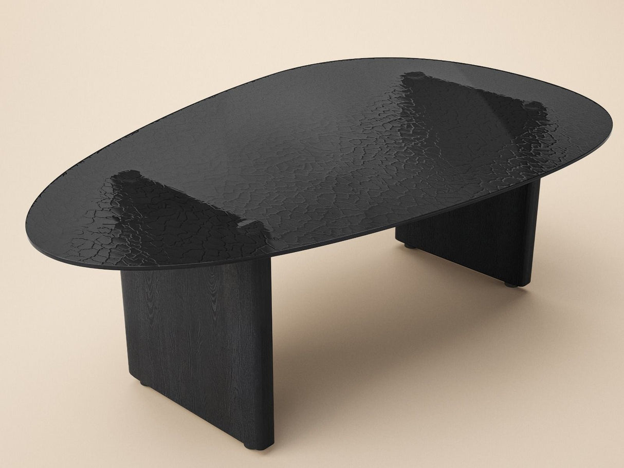 SOLACE+CO Emil Black Glass Oval Coffee Table