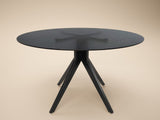 SOLACE+CO Emil Round Mottled Glass Dining Table with Aiko Chairs Set of 4