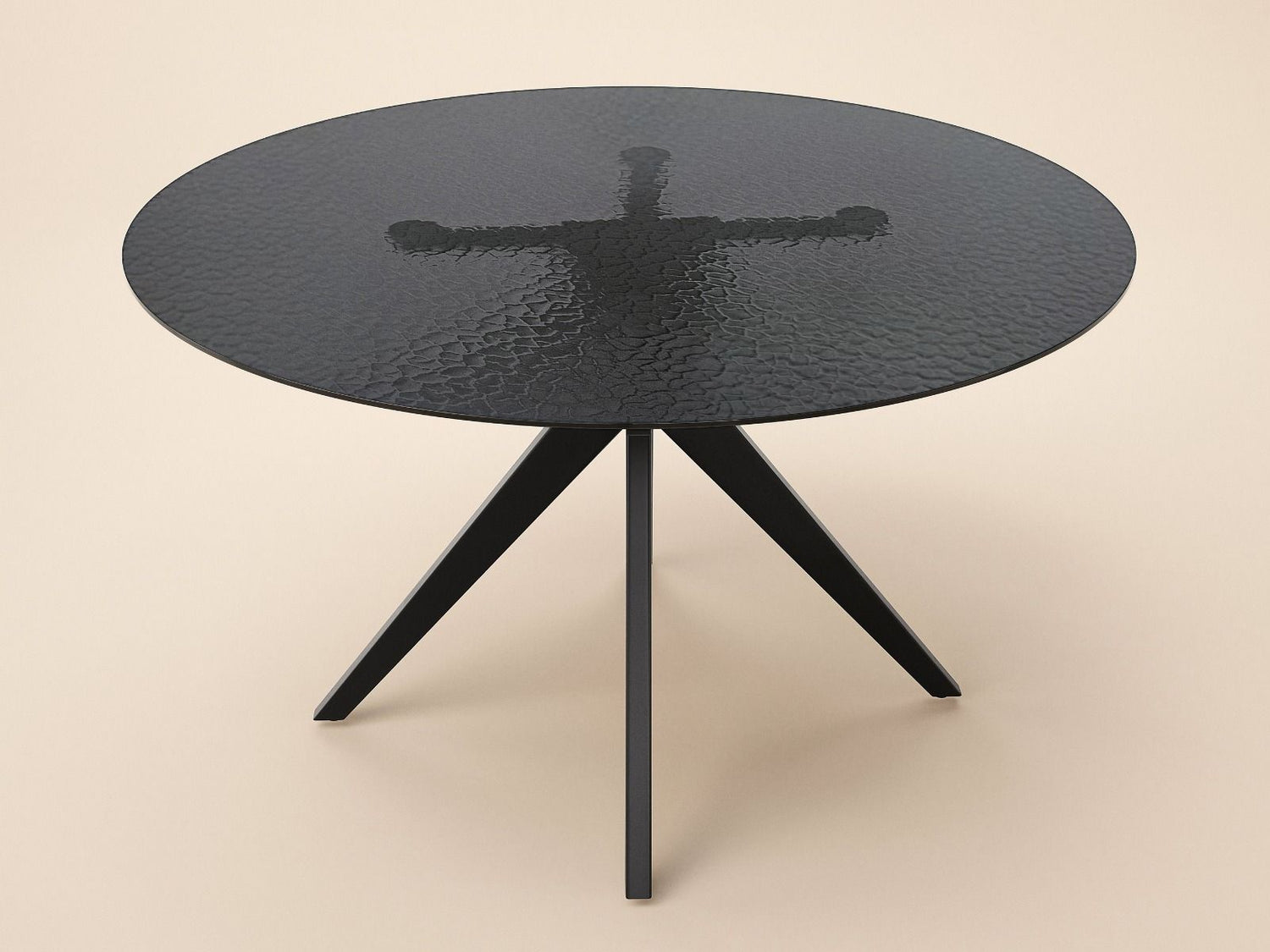 SOLACE+CO Emil Black Mottled Glass Round Dining Table