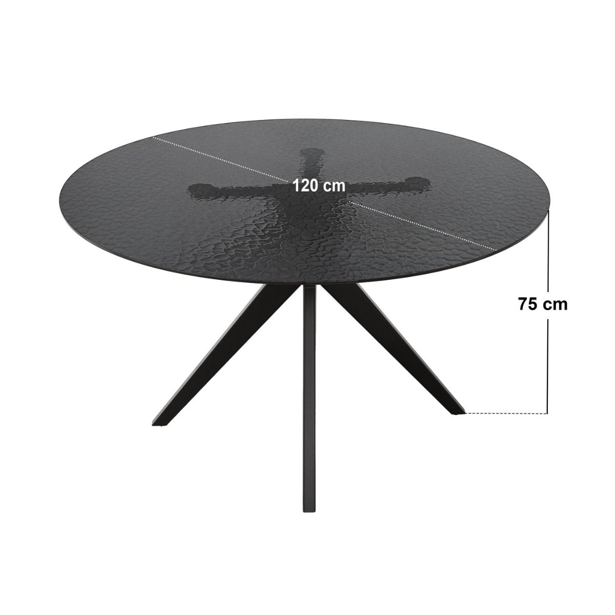 SOLACE+CO Emil Round Mottled Glass Dining Table with Aiko Chairs Set of 4