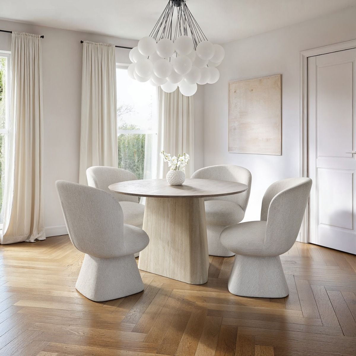 SOLACE+CO Elin Dining Table with Aiko Chairs Set of 4