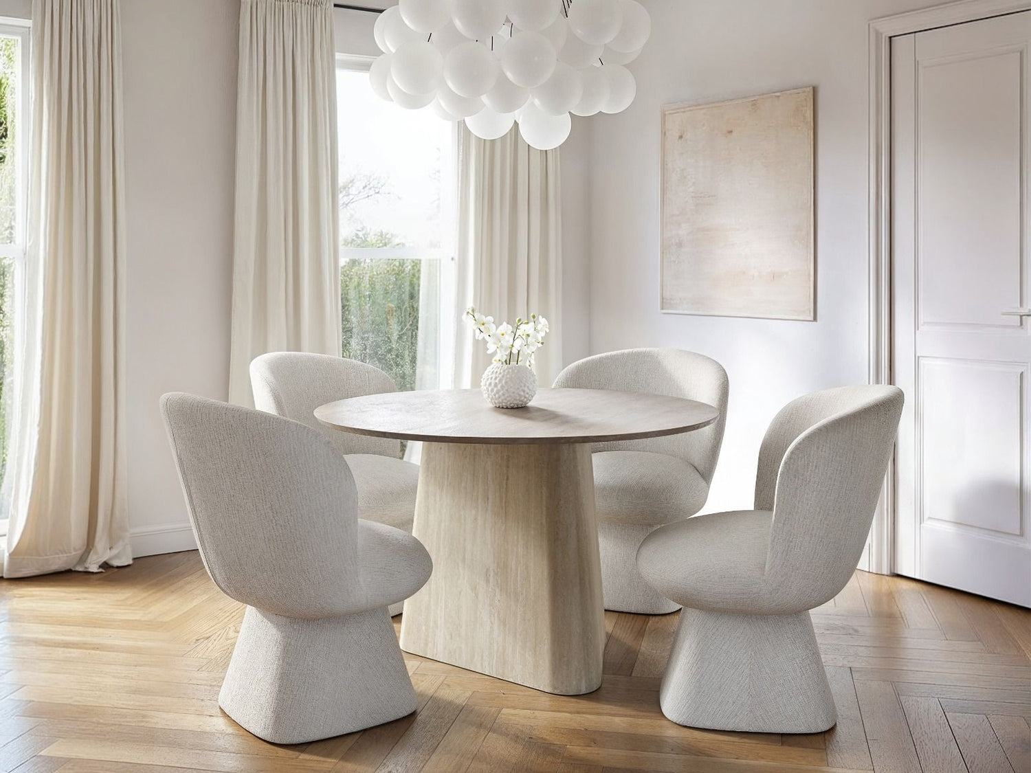 SOLACE+CO Elin Dining Table with Aiko Chairs Set of 4