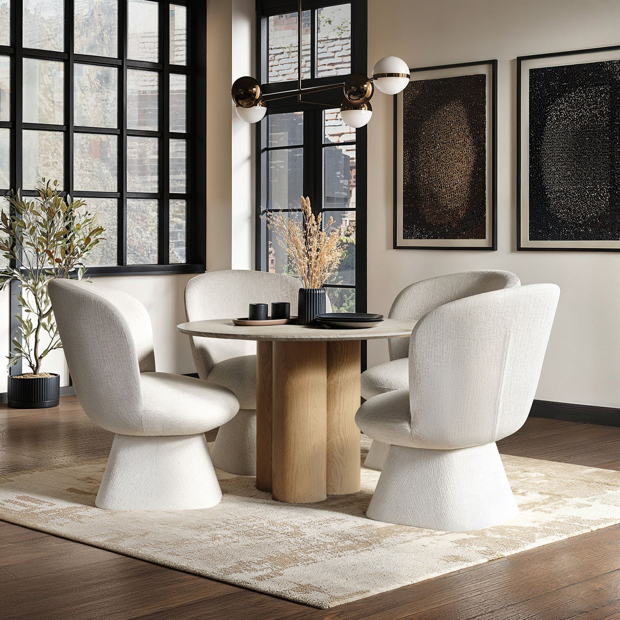 SOLACE+CO Deko Dining Table Oak with Aiko Chairs Set of 4