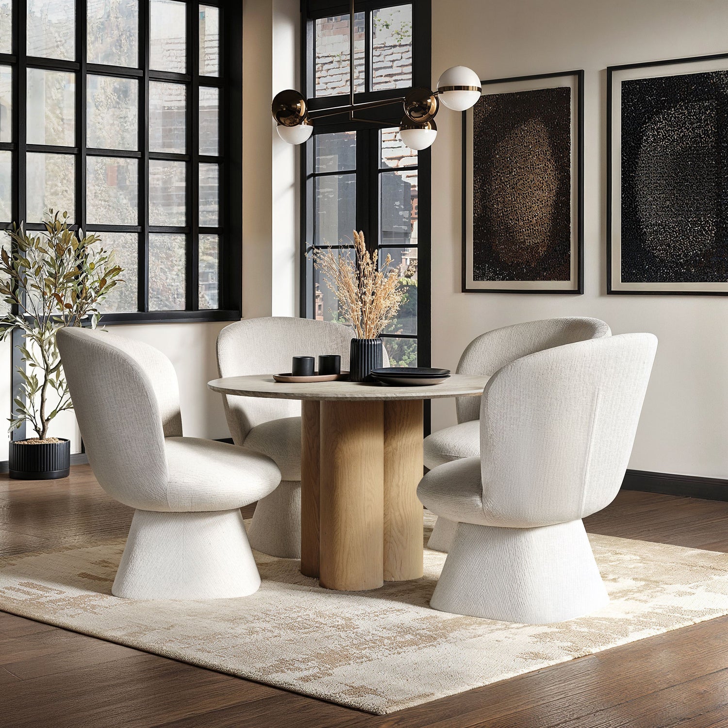 SOLACE+CO Deko Dining Table Oak with Aiko Chairs Set of 4