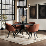SOLACE+CO Emil Round Mottled Glass Dining Table with Vito Chairs Set of 4