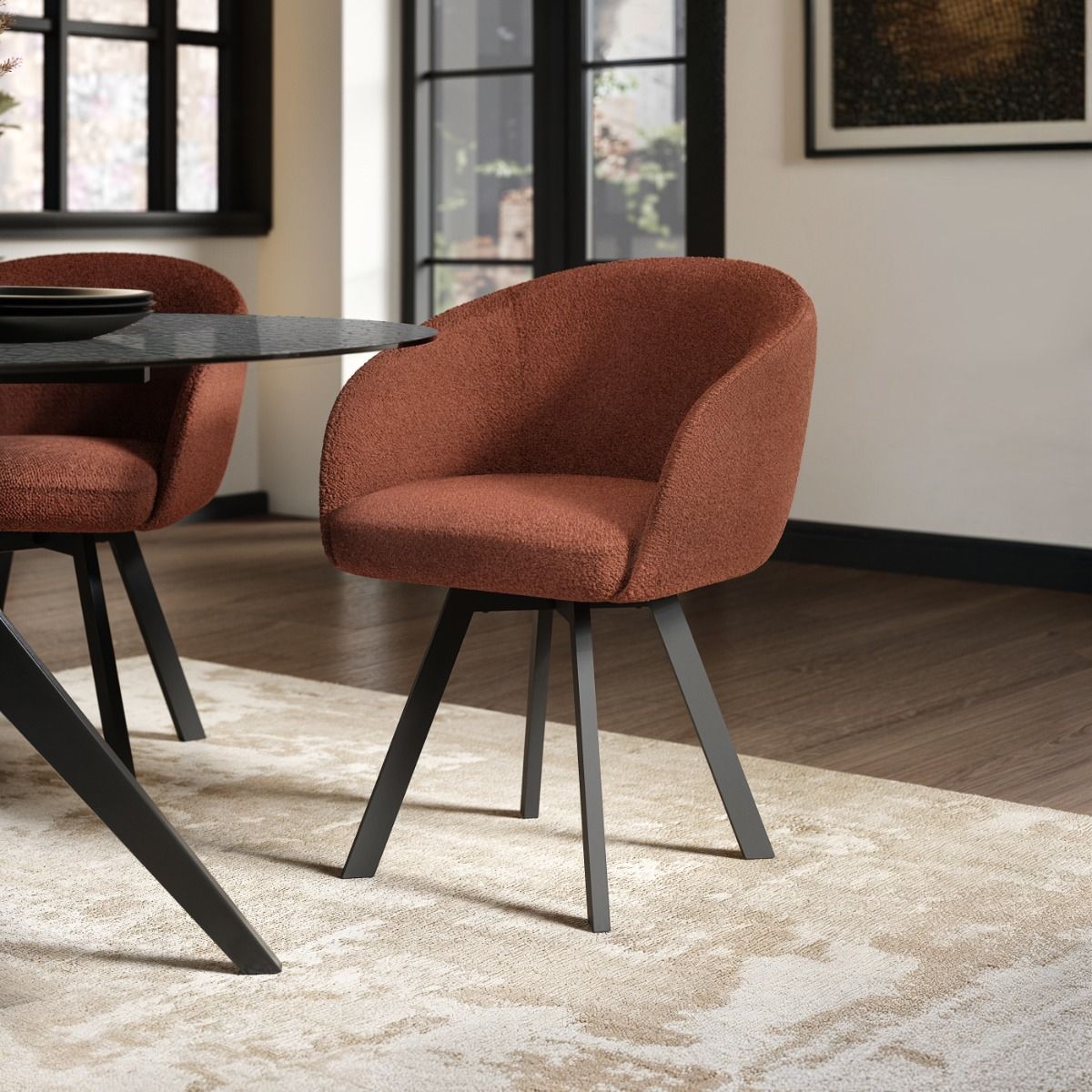 SOLACE+CO Vito Dining Chair Set of 2 Brown Boucle