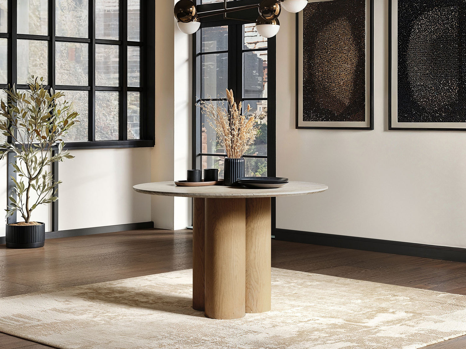 SOLACE+CO Deko Sintered Stone Dining Table-Oak