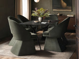 SOLACE+CO Emil Mottled Glass Dining Table with Aiko Chairs Set of 6