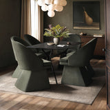 SOLACE+CO Emil Mottled Glass Dining Table with Aiko Chairs Set of 6