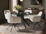 SOLACE+CO Emil Round Mottled Glass Dining Table with Isla Chairs Set of 4