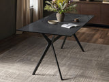 SOLACE+CO Emil Black Mottled Glass Rectangular Dining Table