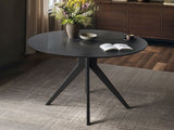 SOLACE+CO Emil Black Mottled Glass Round Dining Table
