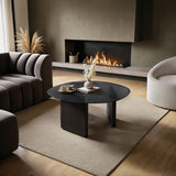 SOLACE+CO Emil Black Glass Round Coffee Table
