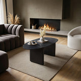 SOLACE+CO Emil Black Glass Oval Coffee Table