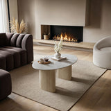 SOLACE+CO Elin Sintered Stone Effect Oval Coffee Table