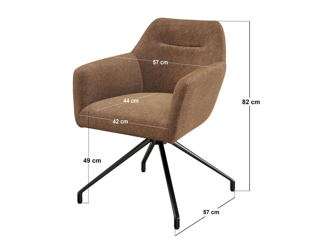 SOLACE+CO Lexi Dining Table with 4 Isla Swivel Dining Chairs Brown Fabric