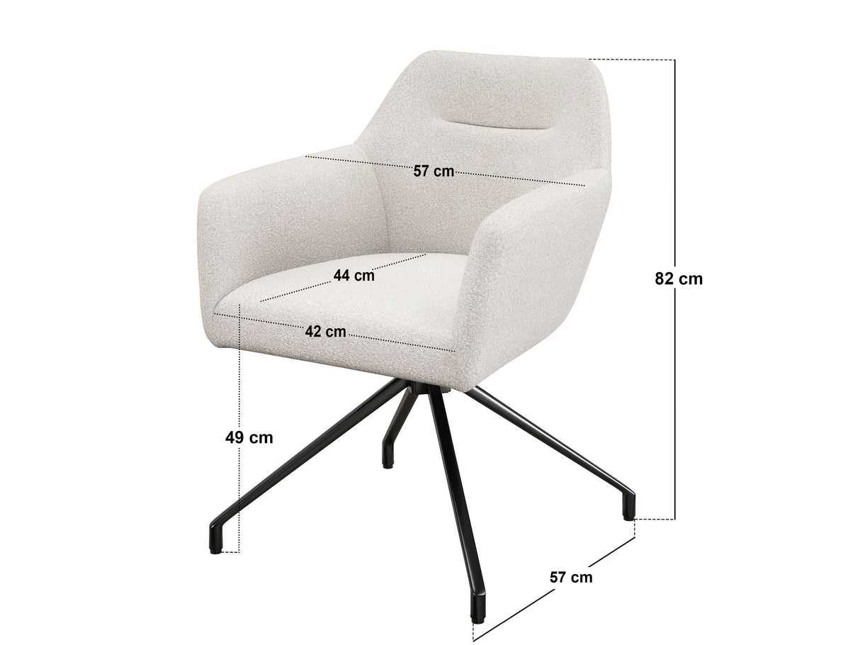 SOLACE+CO Isla Swivel Dining Chair Set of 2 Cream Boucle