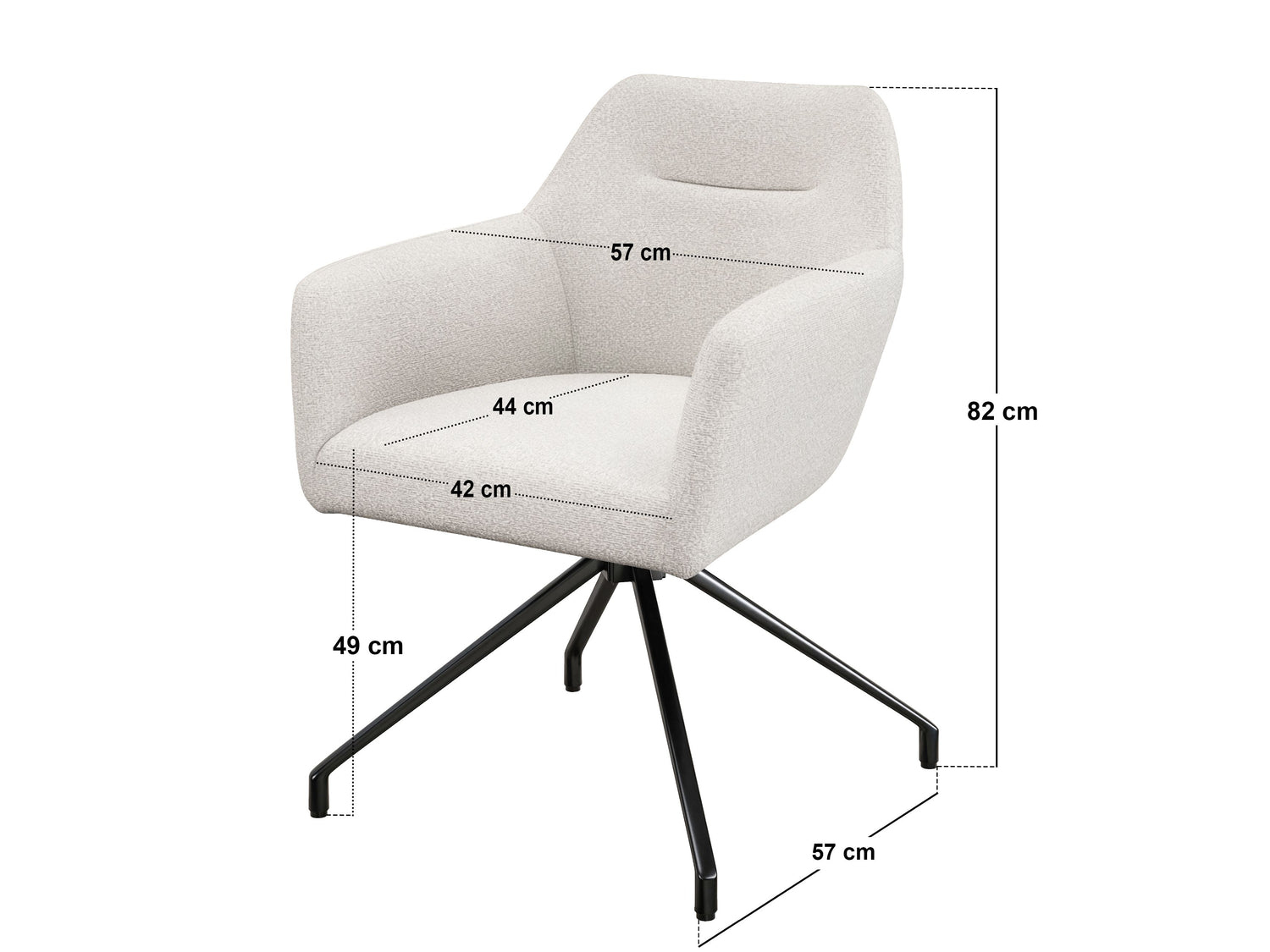 SOLACE+CO Lexi Dining Table with 4 Isla Swivel Dining Chairs Cream Boucle
