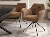 SOLACE+CO Isla Swivel Dining Chair Set of 2 Brown Chenille