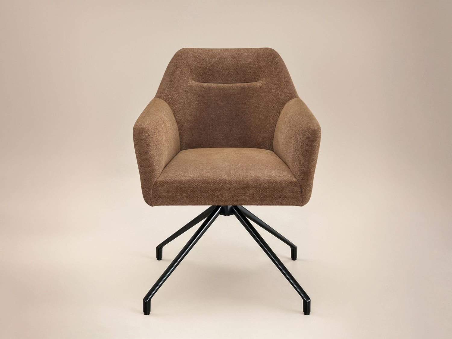 SOLACE+CO Lexi Dining Table with 4 Isla Swivel Dining Chairs Brown Fabric