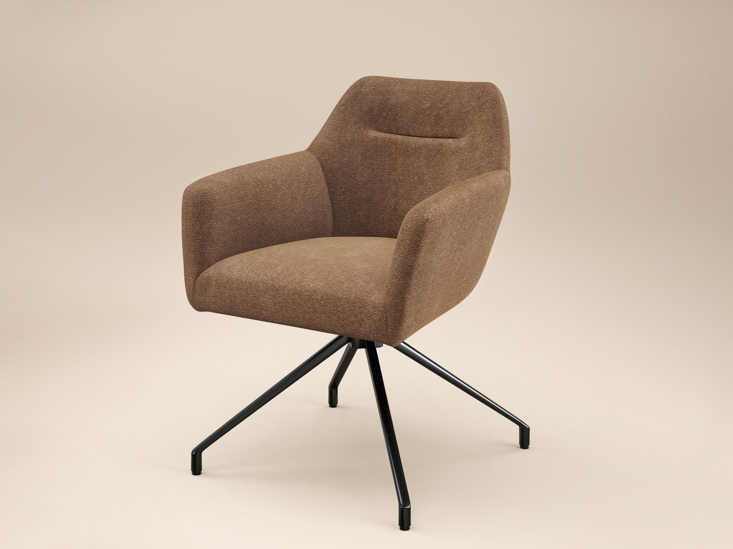 SOLACE+CO Lexi Dining Table with 4 Isla Swivel Dining Chairs Brown Fabric
