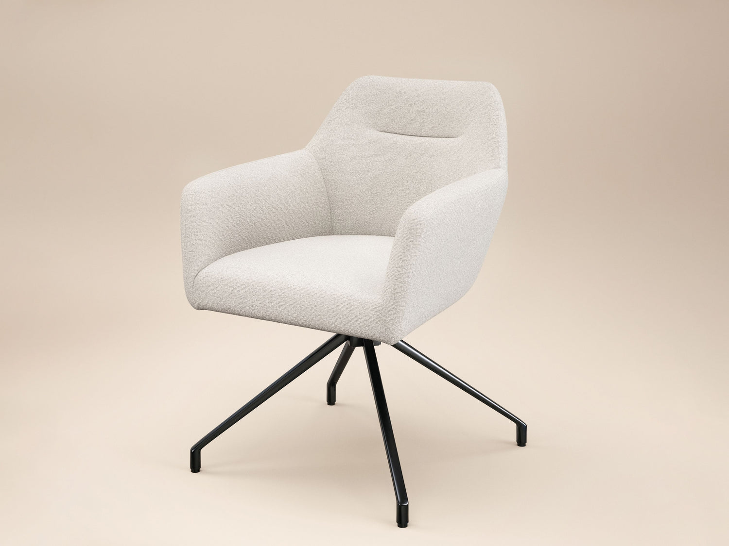 SOLACE+CO Lexi Dining Table with 4 Isla Swivel Dining Chairs Cream Boucle