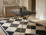 SOLACE+CO Lexi Dining Table with 4 Isla Swivel Dining Chairs Brown Fabric