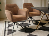 SOLACE+CO Lexi Dining Table with 4 Isla Swivel Dining Chairs Brown Fabric