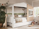 Flair Dreamland House Bed with Trundle White & Oak