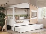 Flair Dreamland House Bed with Trundle White & Oak