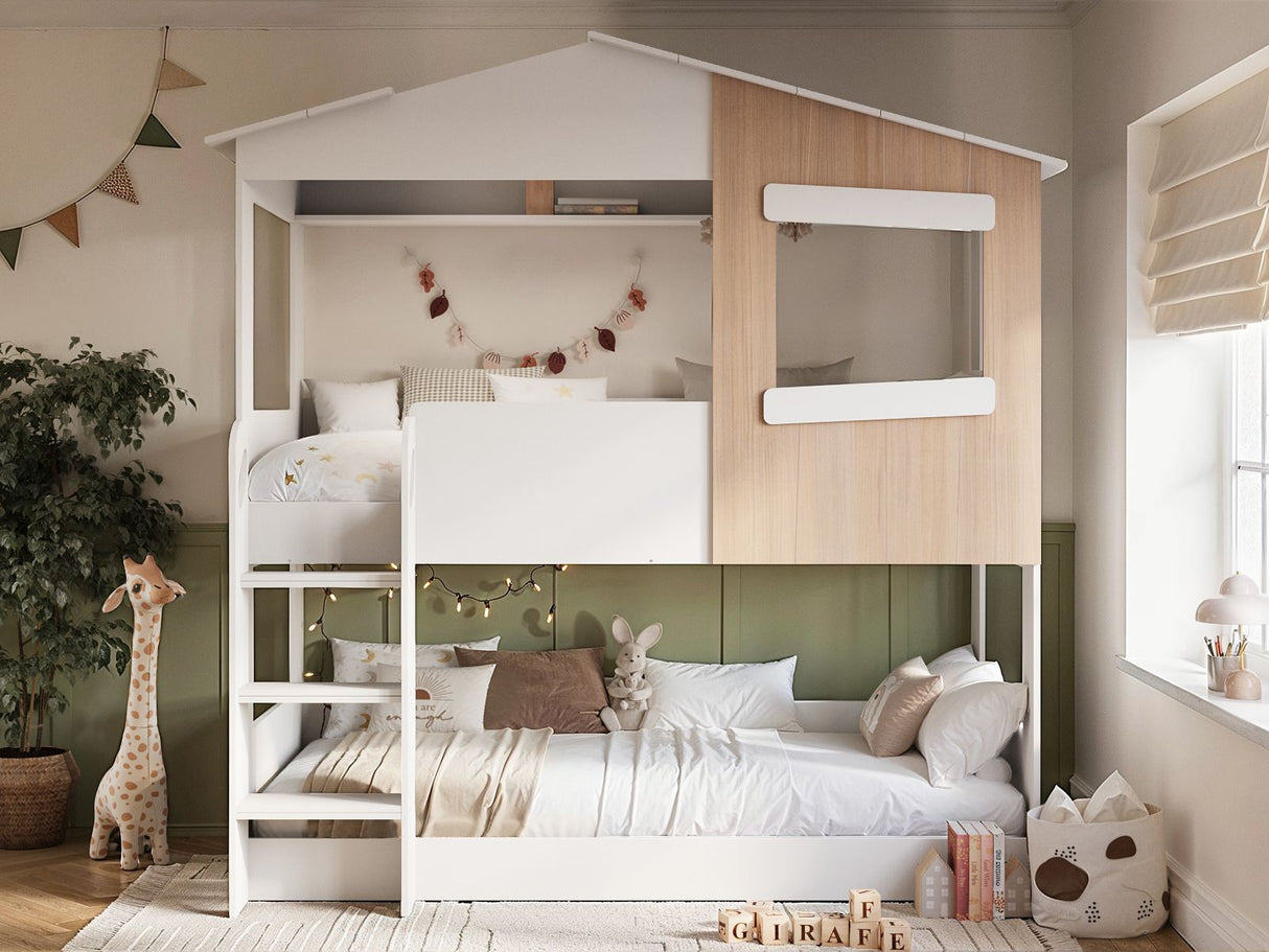 Flair Dreamland House Bunk Bed White & Oak