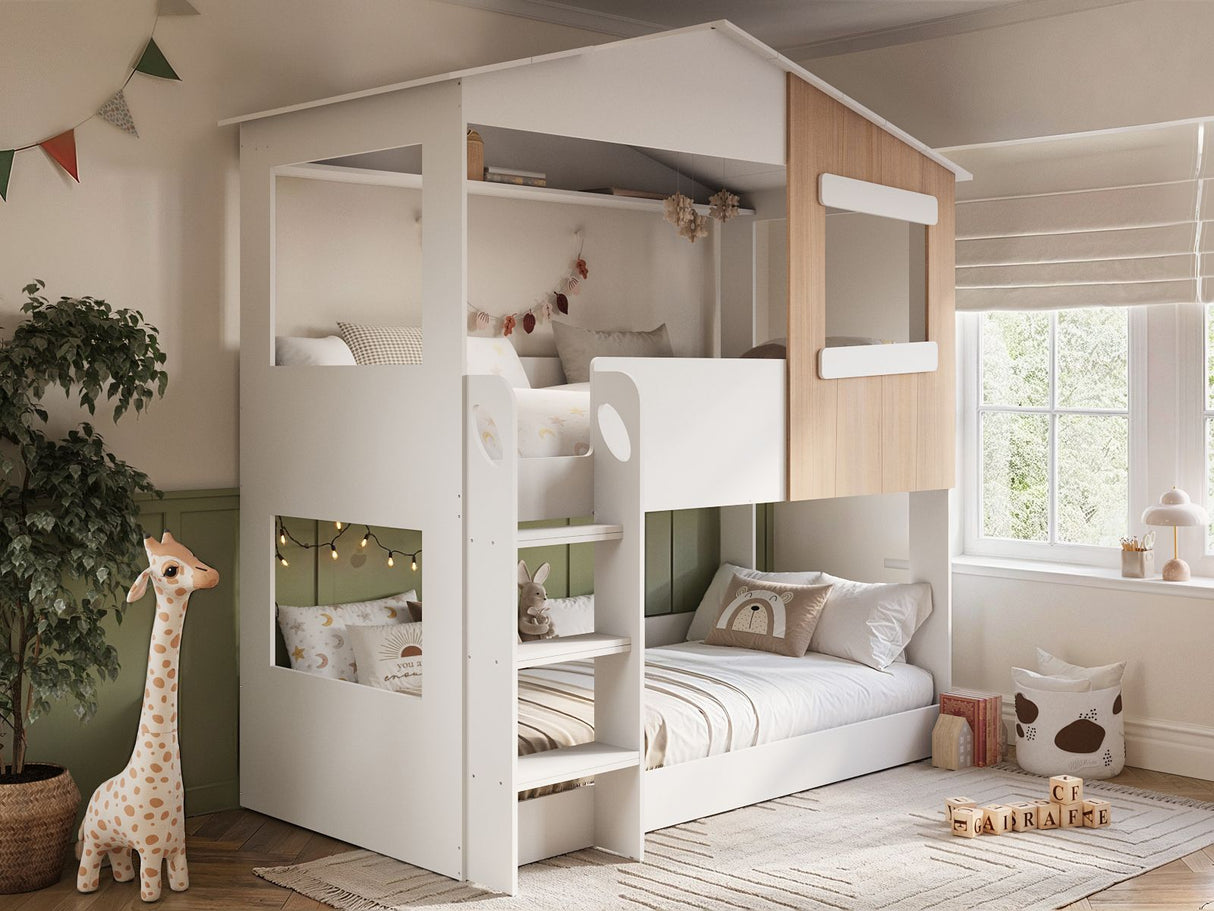 Flair Dreamland House Bunk Bed White & Oak
