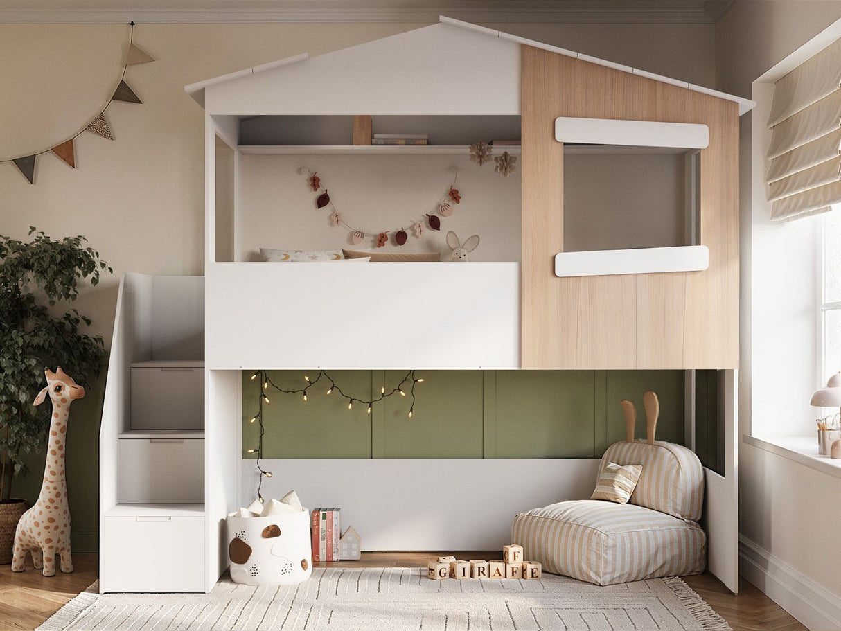 Flair Dreamland House Staircase Mid Sleeper White & Oak