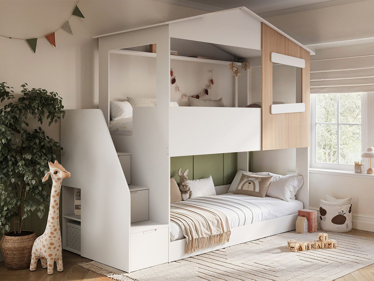 Flair Dreamland House Staircase Bunk White & Oak