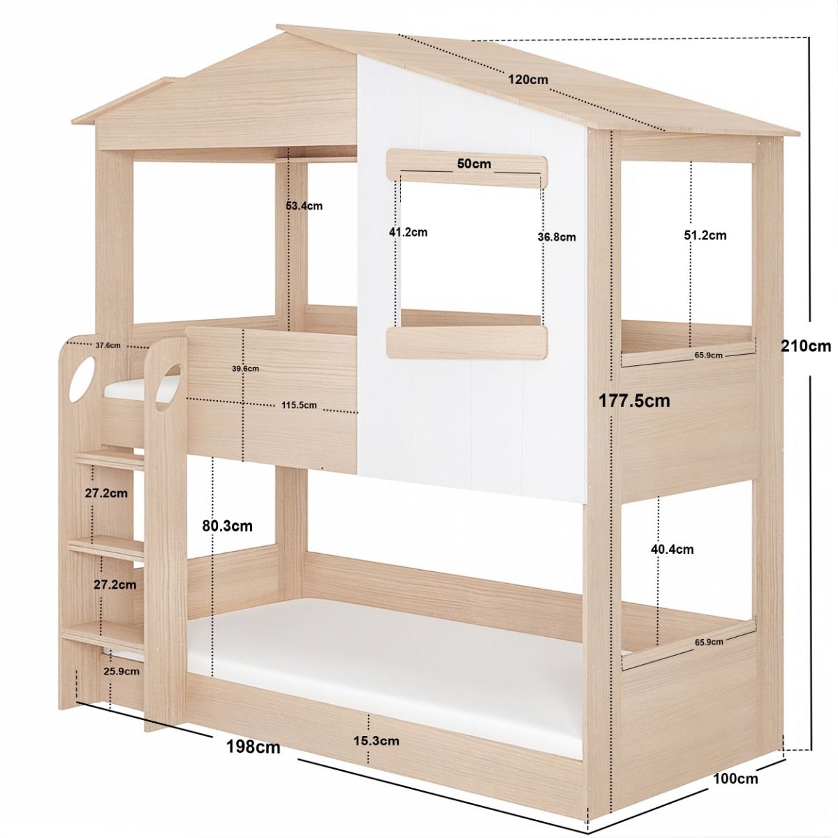 Flair Dreamland House Bunk Bed Oak & White