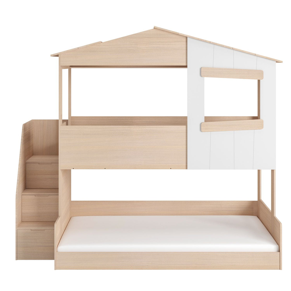 Flair Dreamland House Triple Sleeper with Staircase White & Oak