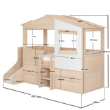 Flair Dreamland House Mid Sleeper with Slide & Storage White and Oak