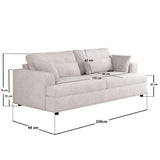 SOLACE+CO Drew 3 Seater Sofa Cream Chenille