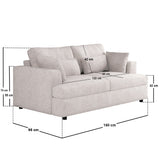 SOLACE+CO Drew 2 Seater Sofa Cream Chenille