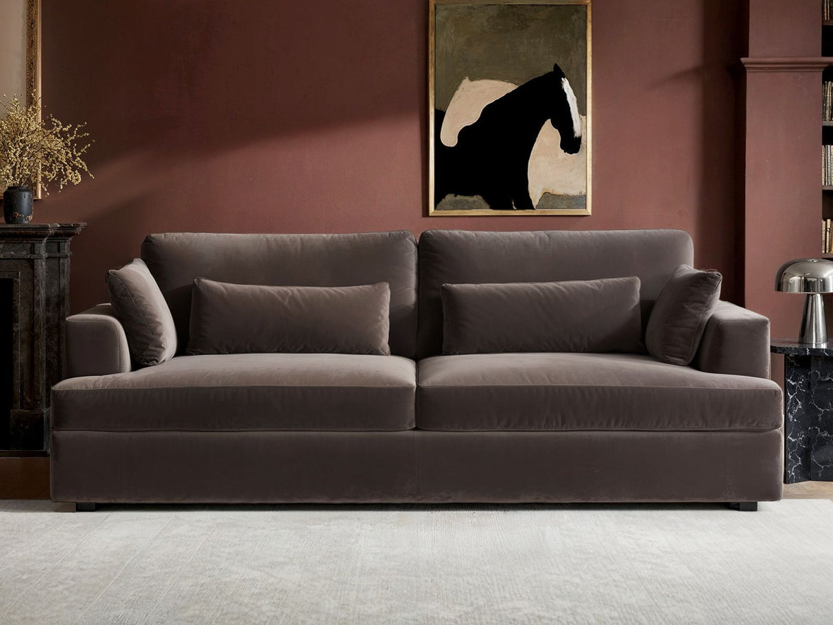 SOLACE+CO Drew 3 Seater Mocha Velvet Sofa