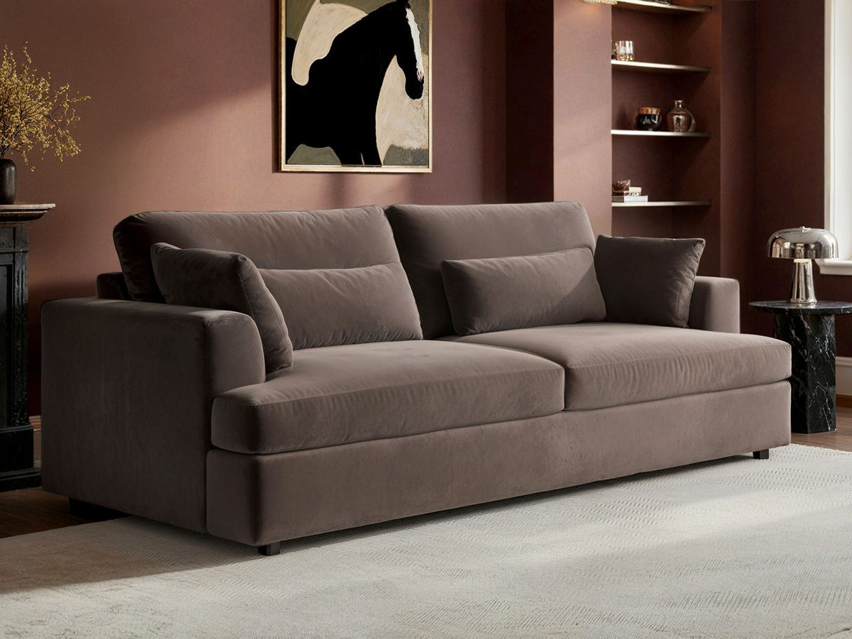 SOLACE+CO Drew 3 Seater Mocha Velvet Sofa