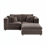 SOLACE+CO Asher 3 Seater Sofa with Reversible Footstool Mocha Velvet