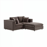 SOLACE+CO Asher 3 Seater Sofa with Reversible Footstool Mocha Velvet