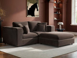 SOLACE+CO Asher 3 Seater Sofa with Reversible Footstool Mocha Velvet