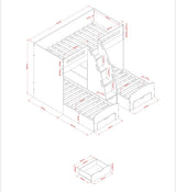 Flair Eddie Staircase Triple Bunk Bed with Storage White & Oak