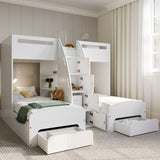 Flair Eddie Staircase Triple Bunk Bed with Storage White
