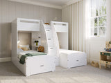 Flair Eddie Staircase Triple Bunk Bed with Storage White