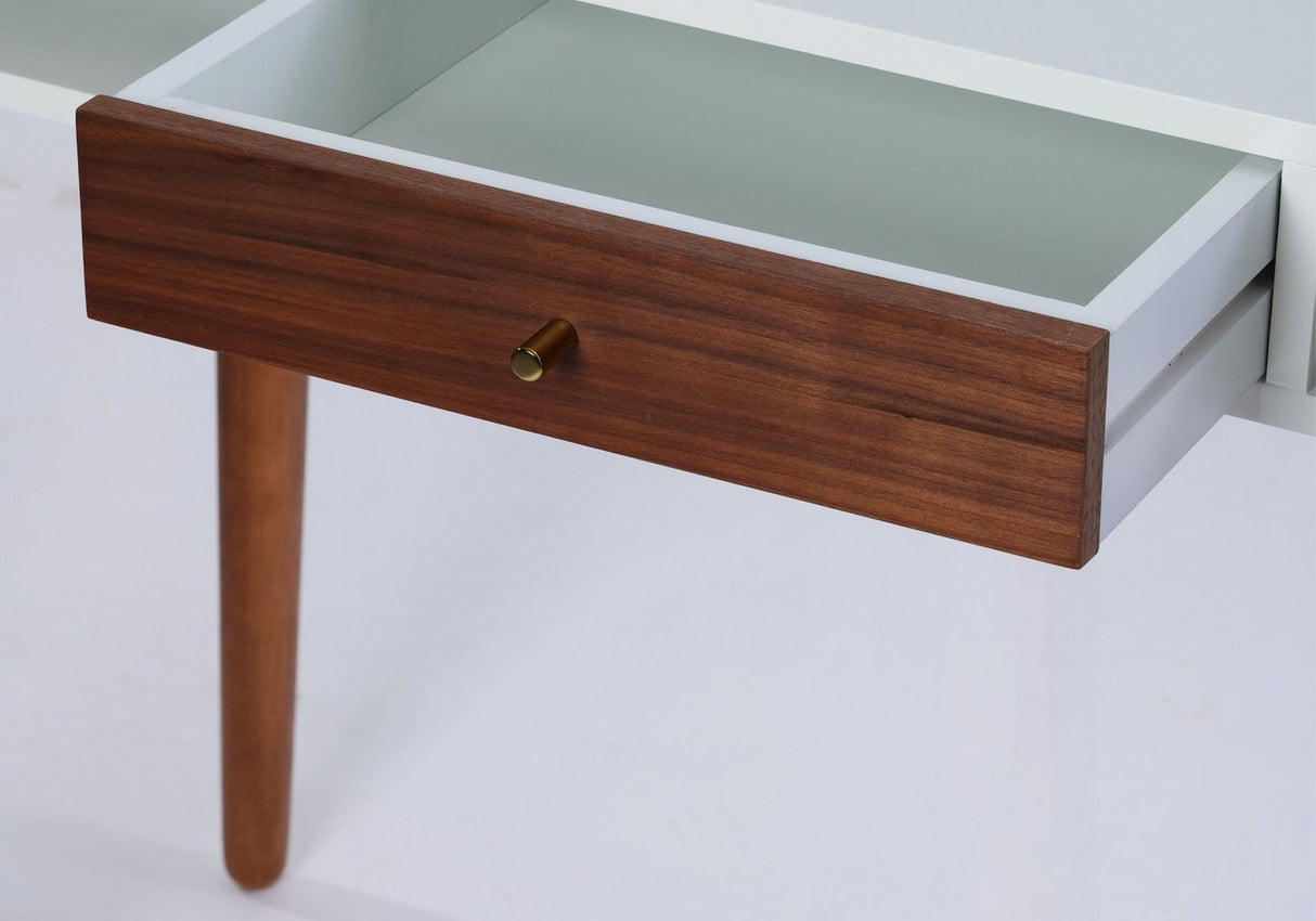 Flair Edelweiss Desk Walnut & White with Brass Accents (120x50)