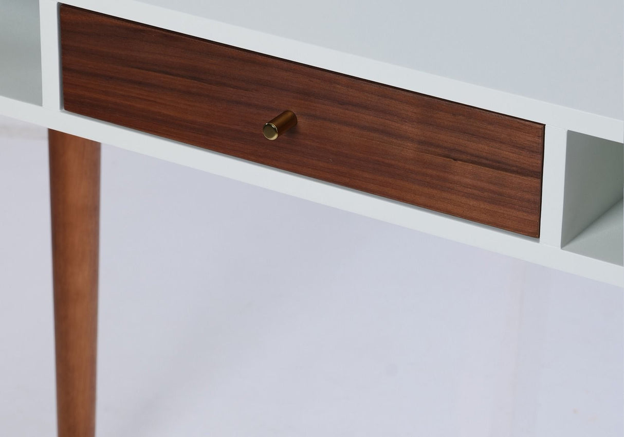 Flair Edelweiss Desk Walnut & White with Brass Accents (120x50)